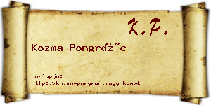Kozma Pongrác névjegykártya